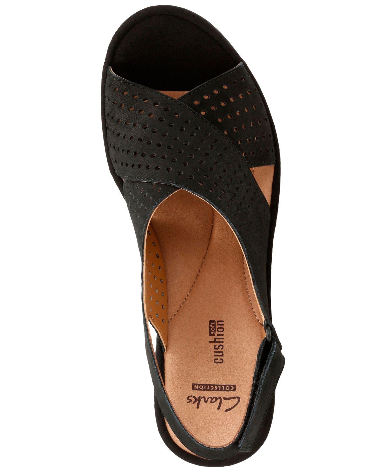 Clarks Women s Reedly Variel Wedge Sandals in Black Lyst